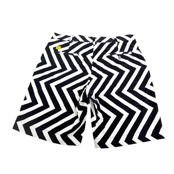 Loudmouth Sz 36 Golf Shorts Black & White Zig Zag Bold Print Cotton/Spandex EUC - Picture 2 of 11